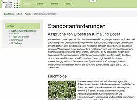 Screenshot der Website Demonstrationsnetzwerk Erbse / Bohne