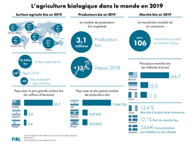 Infographique de l'agriculture biologique dans le monde en 2019