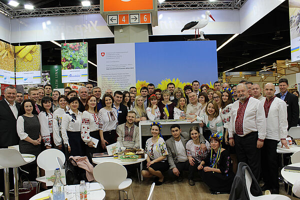 Representatives of the organic movement in a group picture in the Ukrainian Pavilion.