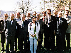 Left to right: Jakob Bärtschi, Heinz Zumstein, Martin Ott, Otto Stich, Hans-Rudolf Locher, Sonja Crespo, Fritz Baumgartner, Ernst Frischknecht, Markus Hurter, Felix Wehrle, Kurt Schüle, Paul Steffen, Urs Niggli.