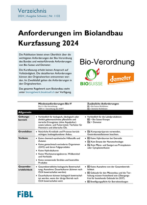 Anforderungen im Biolandbau - Kurzfassung