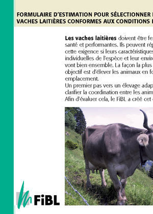 Formulaire d’estimation pour sélectionner des vaches laitières conformes aux conditions locales (Suisse)