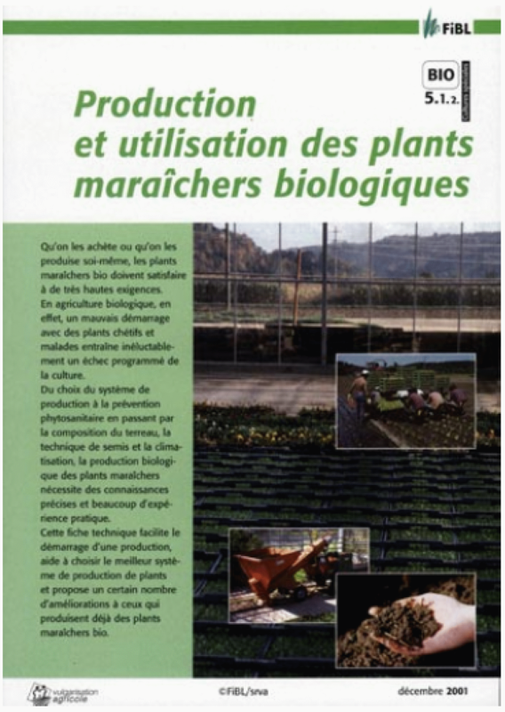 Cover: Production et utilisation de plants maraîchers biologiques