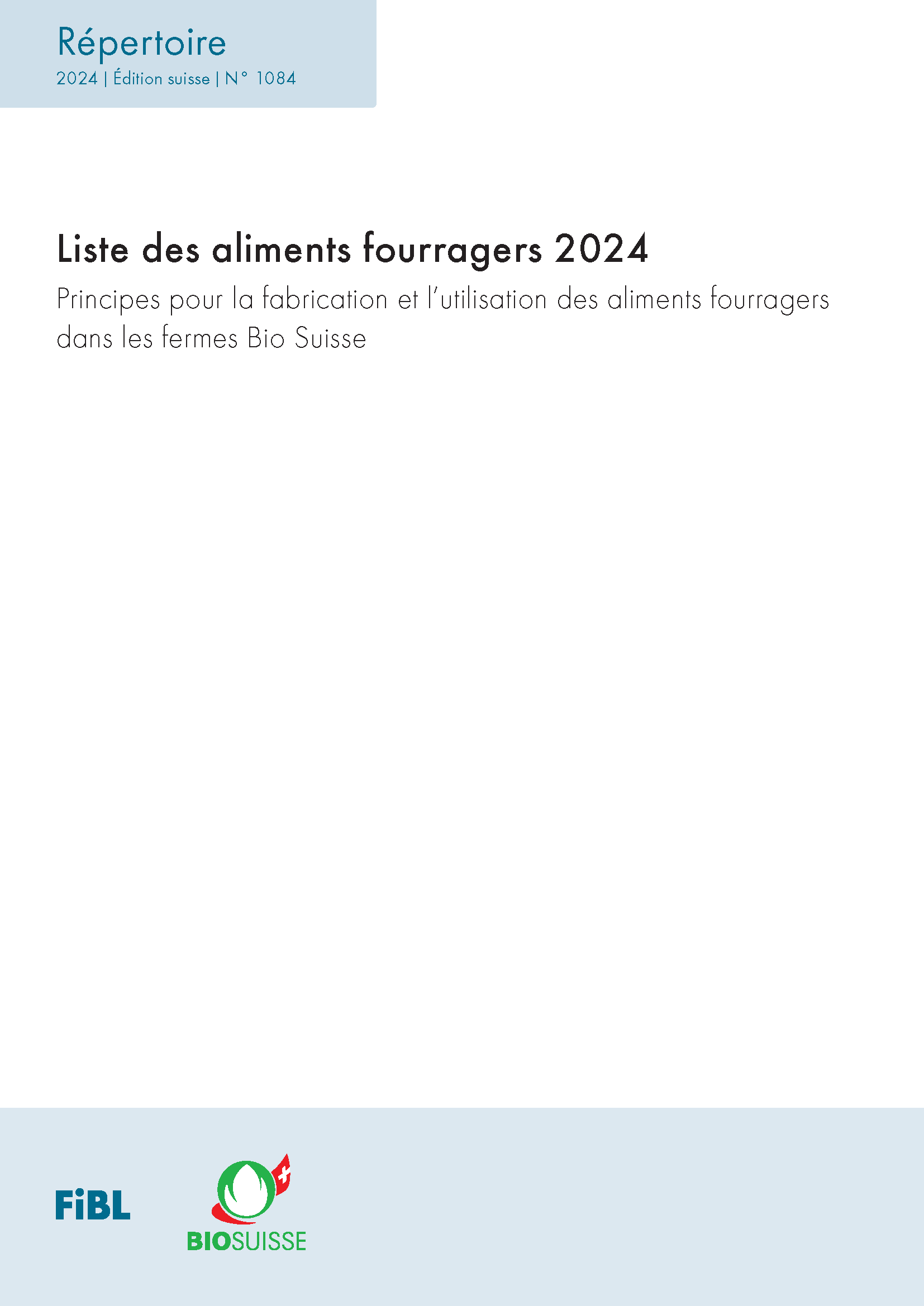 Cover: Liste des aliments fourragers 2020