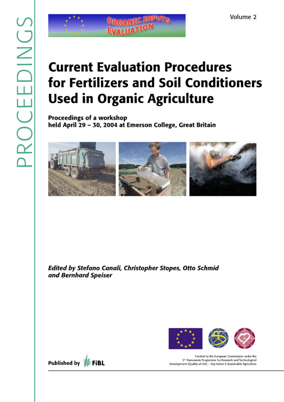 Cover: Current Evaluation Procedures for Fertilizers and Soil Conditioners Used in Organic Agriculture