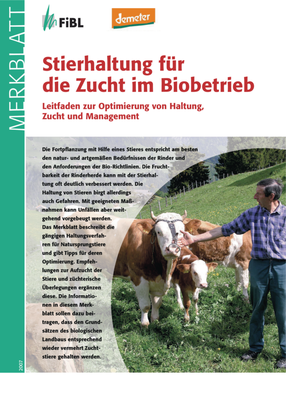 Cover: Stierhaltung für die Zucht im Biobetrieb