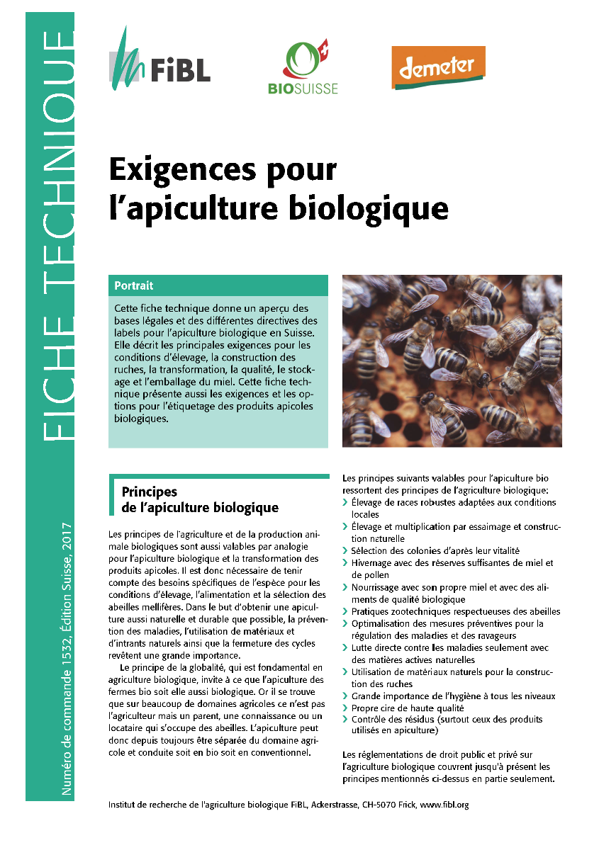 Cover: Exigences pour l'apiculture biologique