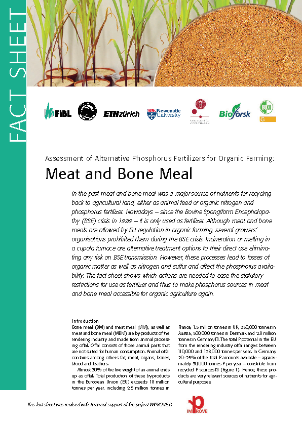 Cover: Assessment of Alternative Phosphorus Fertilizers for Organic Farming: Meat and Bone Meal