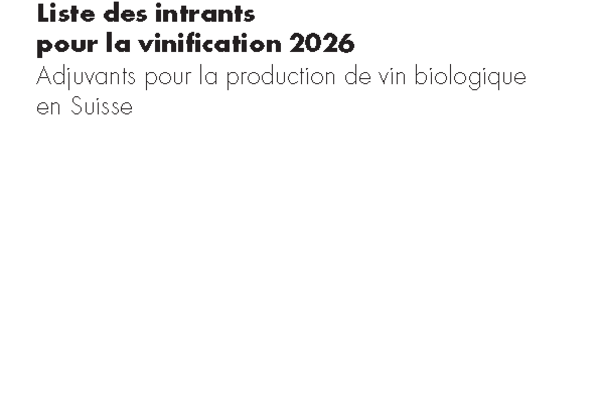 Cover: Liste des intrants pour la vinification 2026.