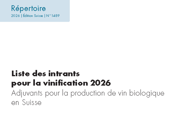 Cover: Liste des intrants pour la vinification 2024