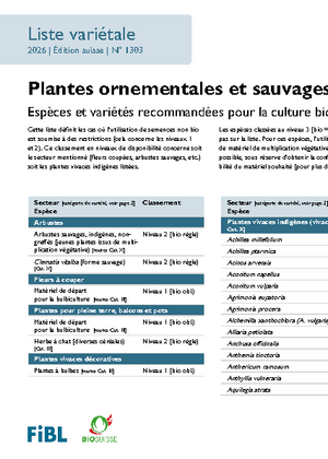 Liste variétale plantes ornementales et sauvages