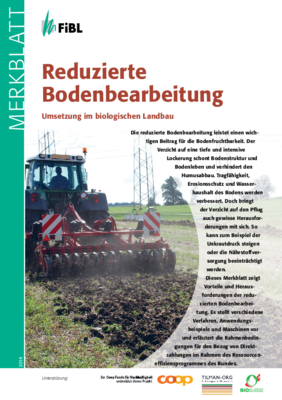 Titelbild des Merkblattes "Reduzierte Bodenbearbeitung - Umsetzung im biologsichen Landbau"