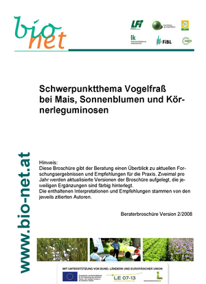 Schwerpunktthema Vogelfraß bei Mais, Sonnenblumen und Körnerleguminosen