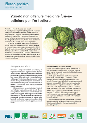 Cover: Varietà non ottenute mediante fusione cellulare per l’orticoltura.