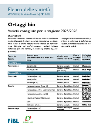 Elenco delle varietà di ortaggi bio