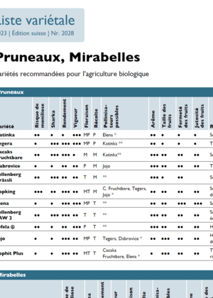 Liste variétale pruneaux et mirabelles bio