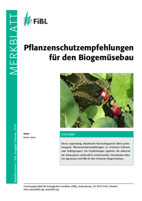 Cover Merkblatt Pflanzenschutzempfehlungen für den Biogemüsebau
