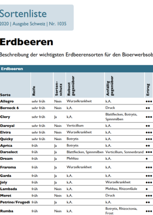 Sortenliste Bioerdbeeren