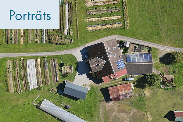 Luftaufnahme von einem Hofgelände.