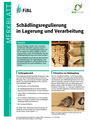 Schädlingsregulierung in Lagerung und Verarbeitung