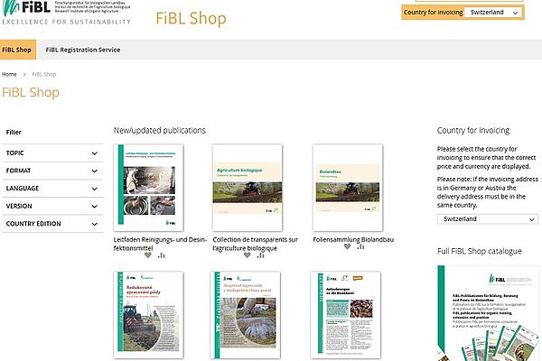 Screenshot of the FiBL shop