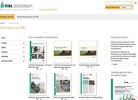 Capture d'écran de la Boutique du FiBL.
