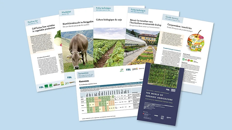 Page de couverture de différentes publications du FiBL.