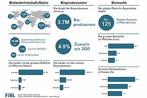 Infografik zur Biolandwirtschaft weltweit 2021