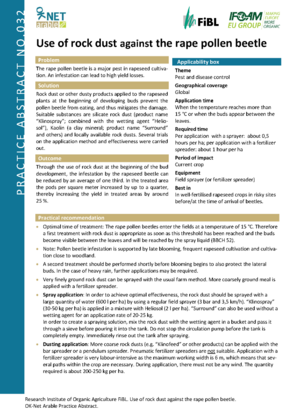 Use of rock dust against the rape pollen beetle