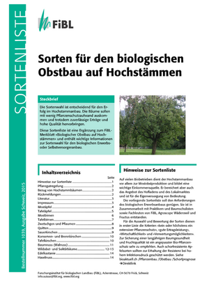 Sorten für den biologischen Obstbau auf Hochstämmen