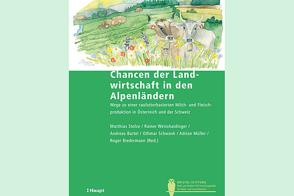 Cover des Buches mit Illustration von zwei Kühen auf einer Weide.