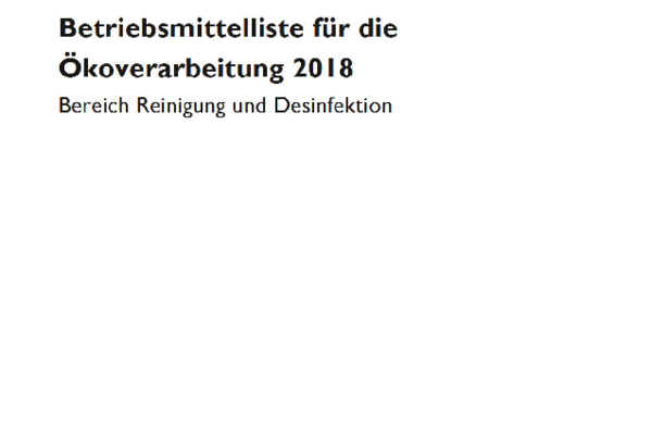 Cover "FiBL-Betriebsmittelliste für die Ökoverarbeitung"