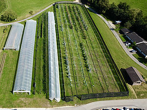 Vue par drone des installations d'essai.