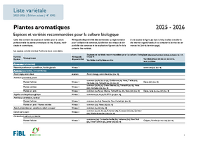 Cover Liste variétale plante aromatique