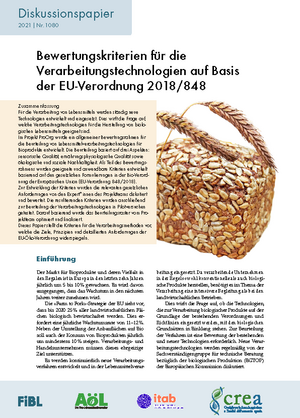 Bewertungskriterien für die Verarbeitungs- technologien auf Basis der EU-Verordnung 2018/848