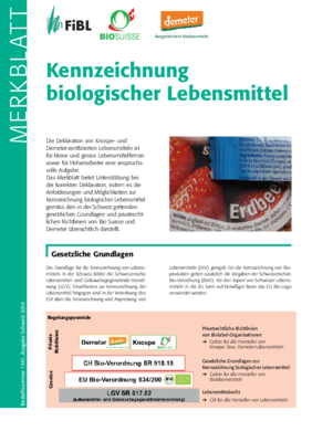 Cover Merkblatt "Kennzeichnung biologischer Produkte"