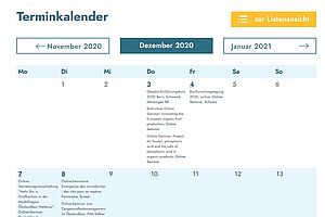 Screenshot Terminkalender auf fibl.org