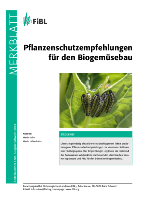Cover Merkblatt "Pflanzenschutzempfehlungen für den Biogemüsebau"