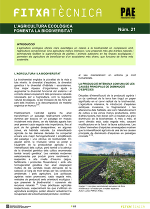 L’agricultura ecològica fomenta la biodiversitat