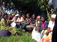 Kenianische Bauerngruppe berät das Versuchsteam