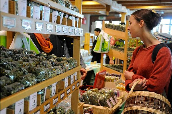 Woman in organic grocery store