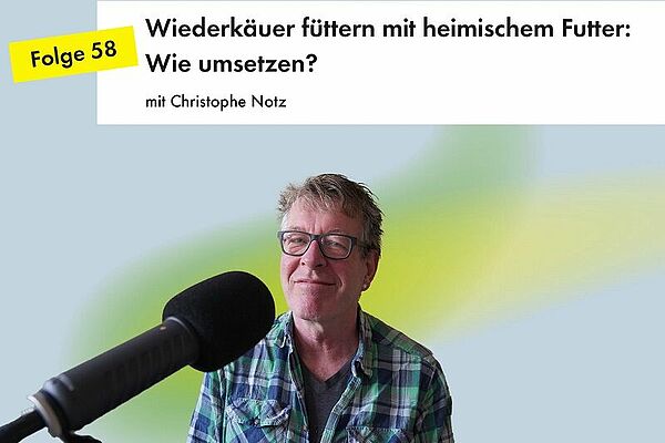 Ein Mann hinter einem Podcast-Mikrofon