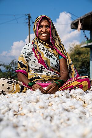 Ajodhya Bai sitting in cotton