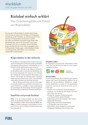 Cover Merkblatt Biolabel einfach erklärt.