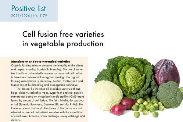 Cover Cell fusion free varieties in vegetable production
