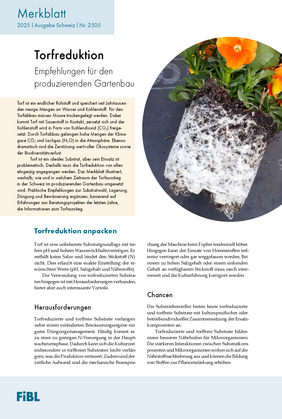 Torfreduktion – Empfehlungen für den produzierenden Gartenbau.