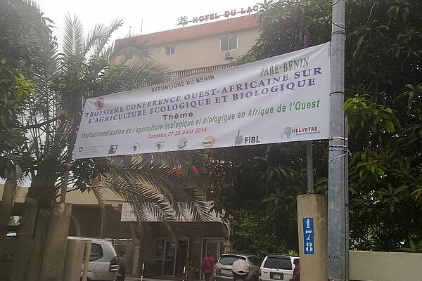 Banner in front of the "Hotel du Lac".