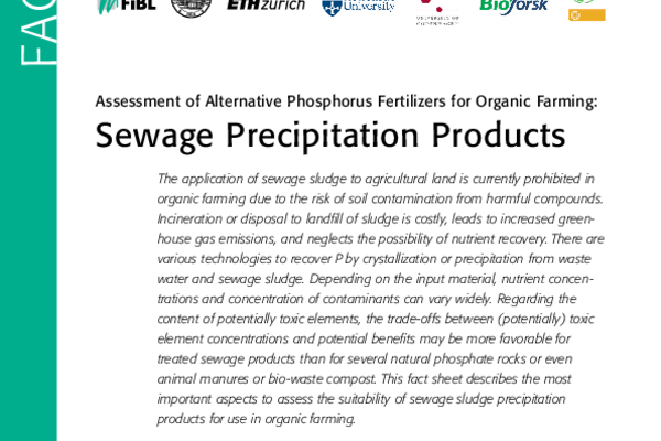 Cover: Assessment of Alternative Phosphorus Fertilizers for Organic Farming: Sewage Precipitation Products