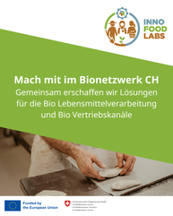 Werbeposter für das Bionetzwerk CH - InnoFoodLabs.