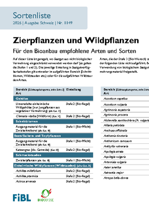 Sortenliste Zierpflanzen und Wildpflanzen